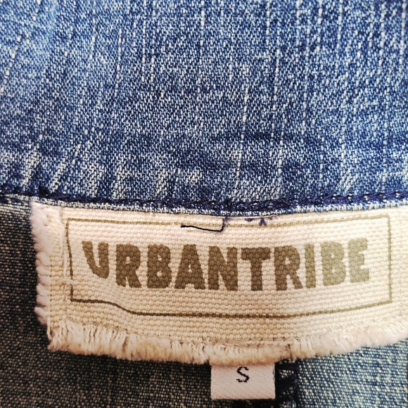 Urbantribe Denim Jacket Women S Blue Beaded Floral Embroidered Boho Y2K Festival - Picture 4 of 8